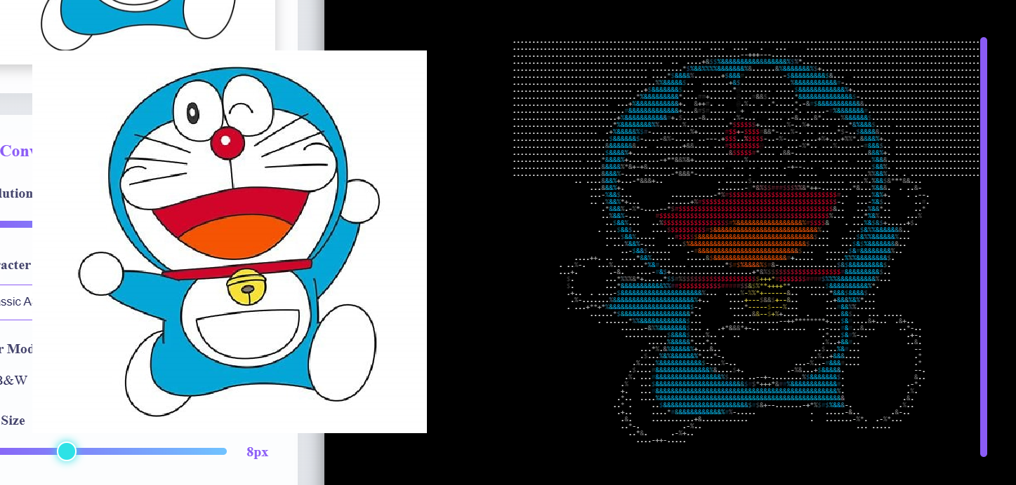 Create ASCII art from images and text