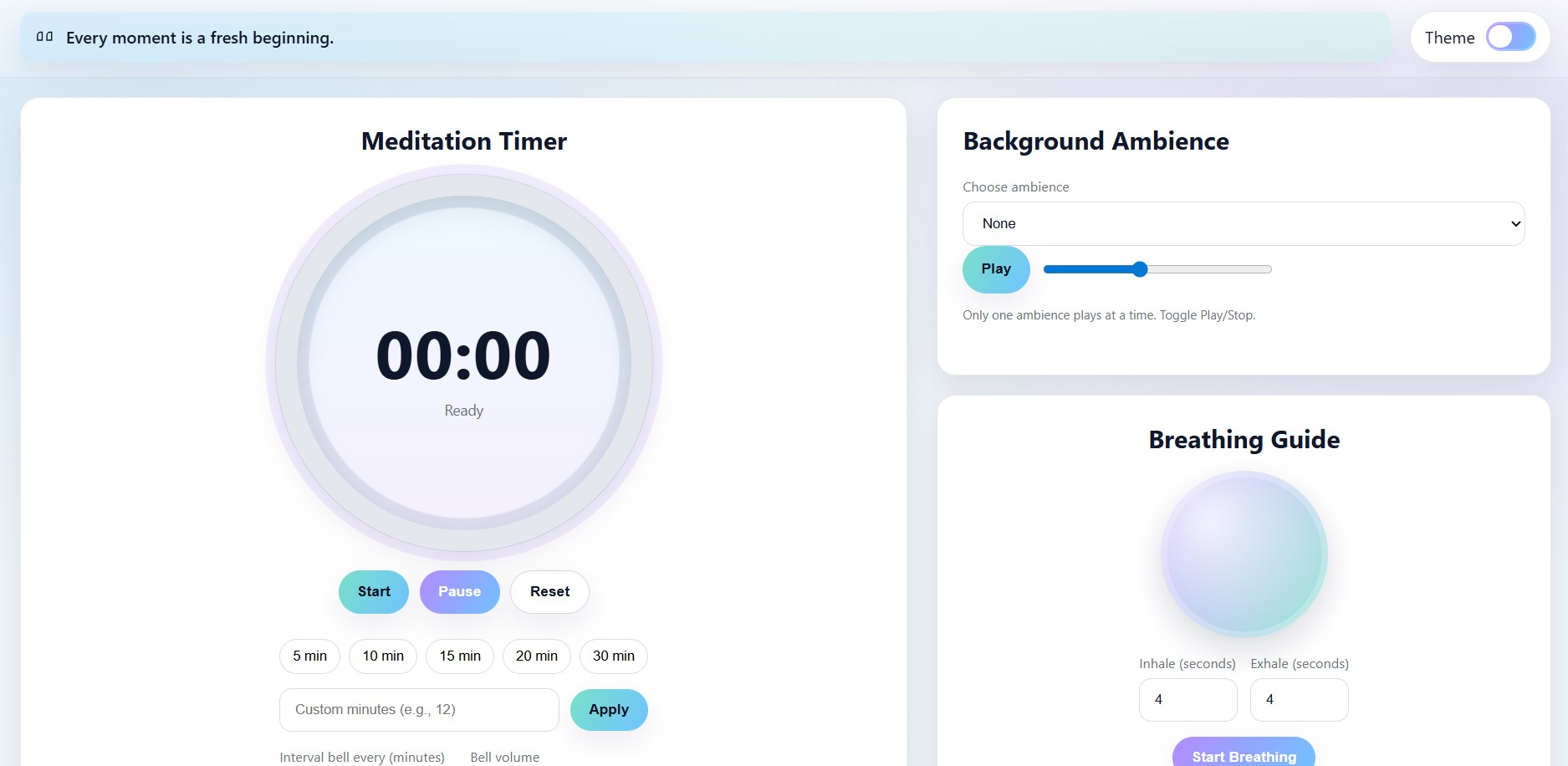 Preview of Meditation Timer tool